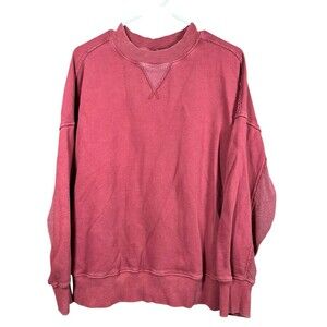 Aerie Women’s Oversized Sweatshirt Red Washed‎ Pullover Small Distressed coastal